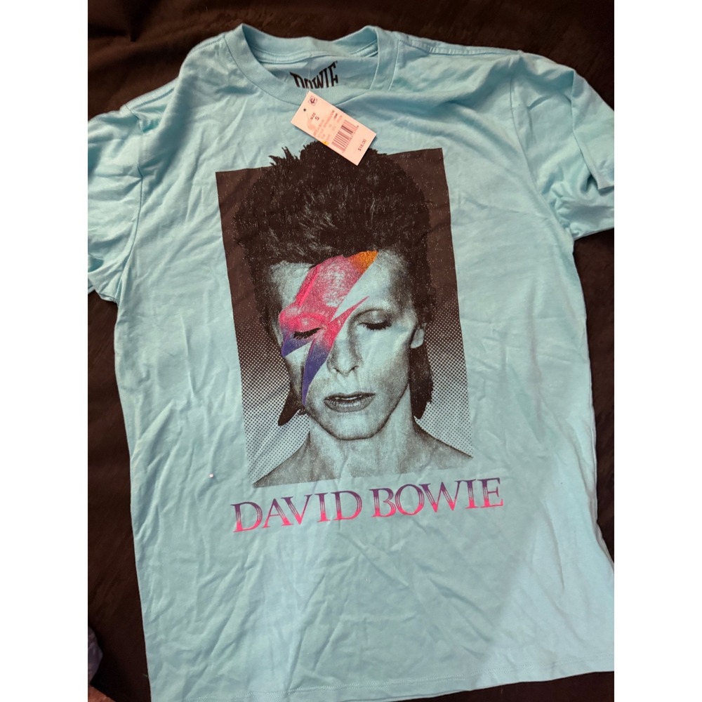 NWT David Bowie Aladdin Sane Graphic T-Shirt Adult Small Blue  Licensed